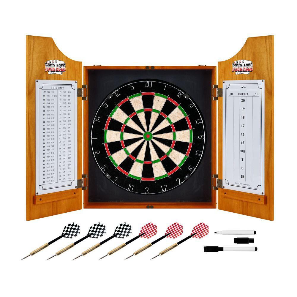 Trademark VAF 21 in. Detroit Panthers Wood Dart Board Cabinet Set ...