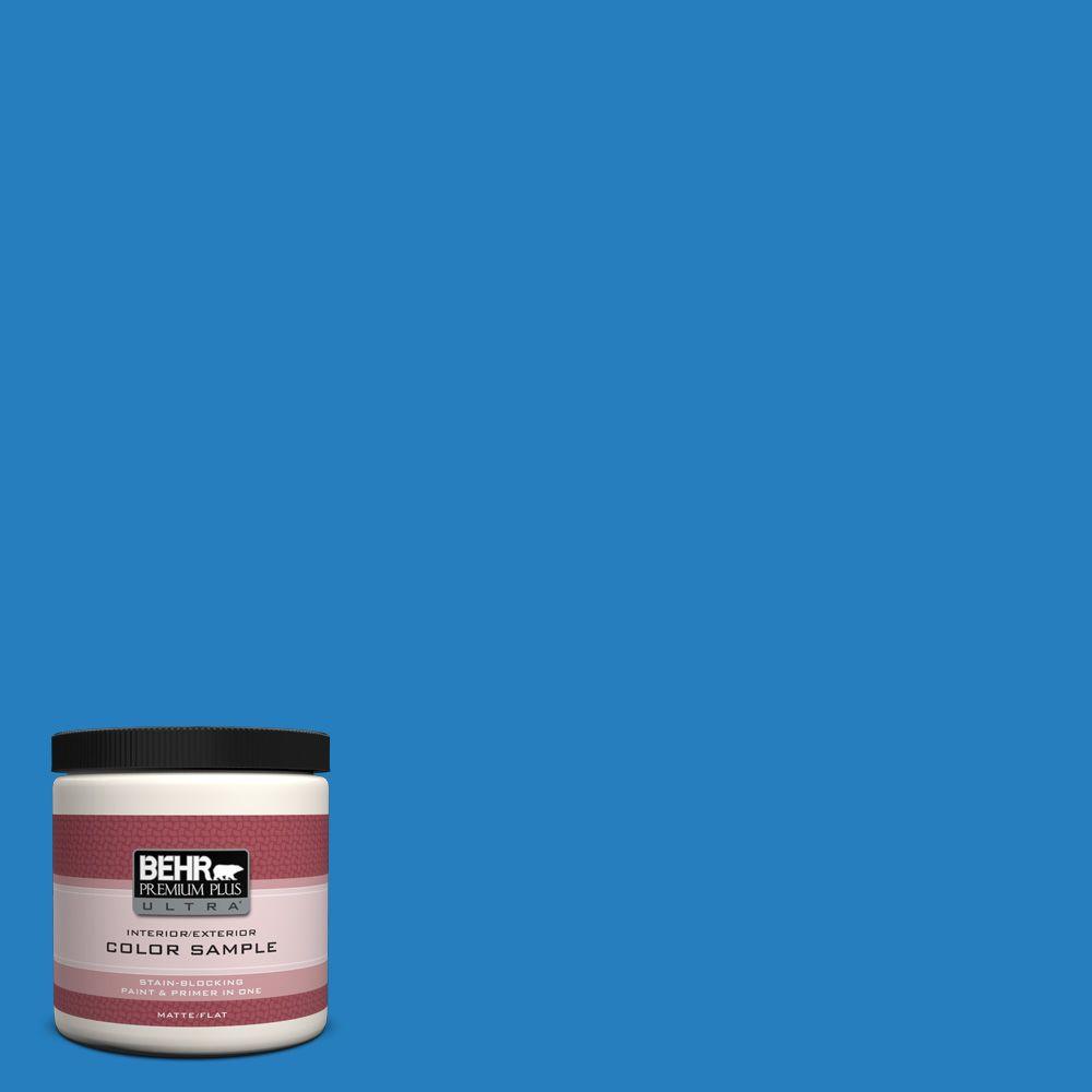 Behr Premium Plus Ultra 8 Oz P510 6 Brilliant Blue Matte Interior P510 6 Brilliant Blue Matte Interior Exterior Paint And Primer In One Sample