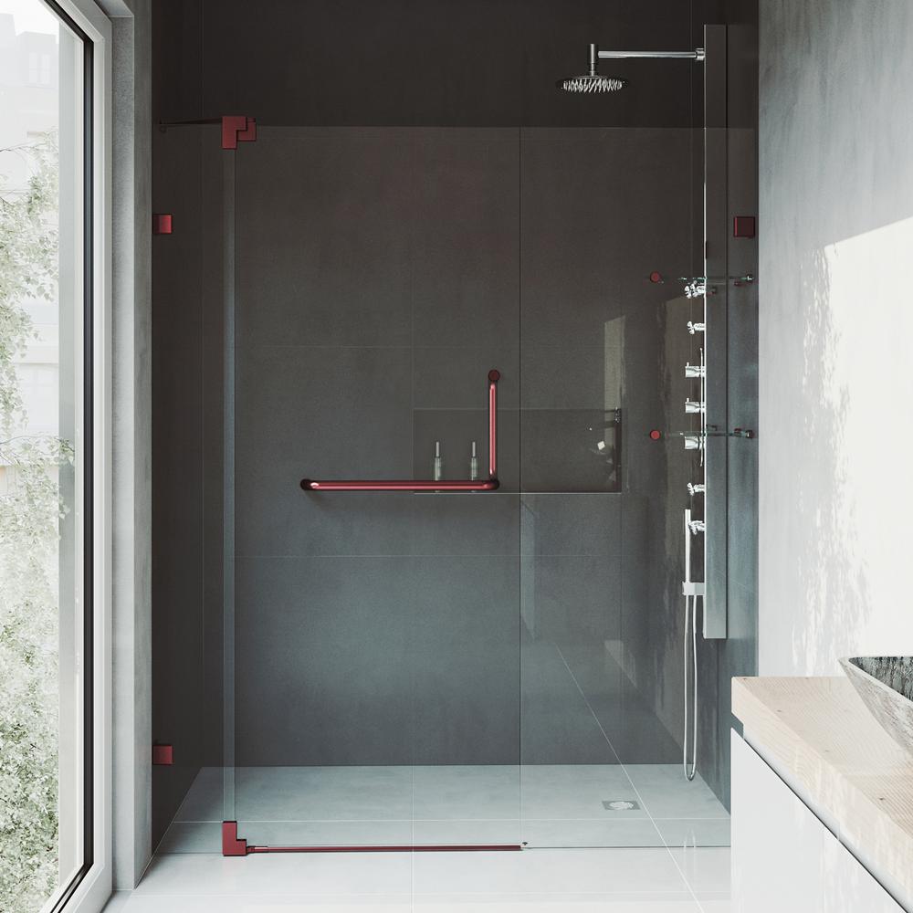 Vigo Pirouette 54 To 60 In X 72 In Frameless Pivot Shower Door In Oil Rubbed Bronze With Clear Glass And Handle