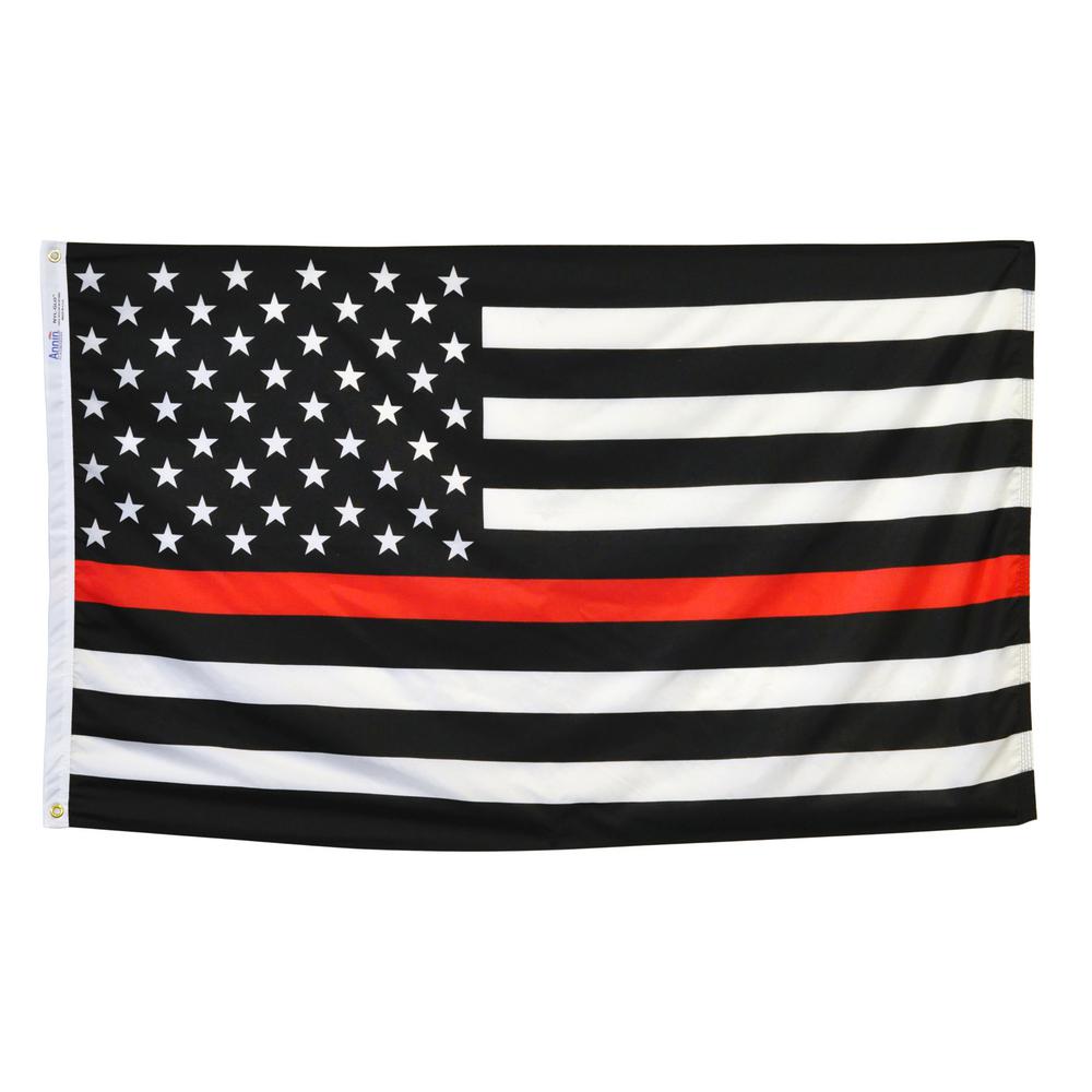 Annin Flagmakers 3 Ft X 5 Ft Nylon Us Thin Red Line Flag