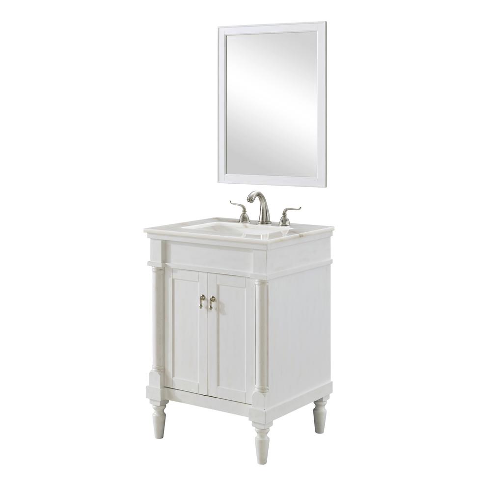 Timeless Home 24 In W Single Bathroom Vanity In Antique White With   Bathroom Vanities With Tops Th26024white 64 65 