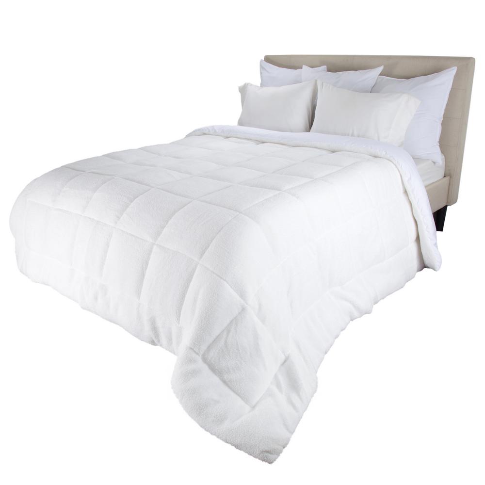 Bluestone Light Warmth White Sherpa King Down Alternative