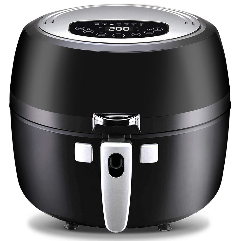 NutriChef Digital Air Fryer 6.8 Qt XXL - 1350 Watt Power Electric Oilless Kitchen Hot Air Frying Convection Multi Cooker, Non Stick Fry Basket - Digital Cooking Time Setting options, Black- PKAIRFR75 (B07RT1BKNM)
