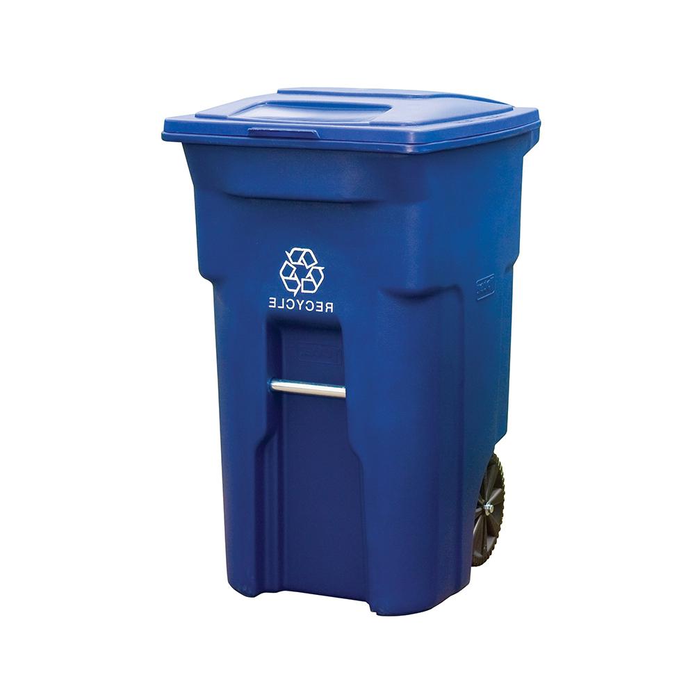 Toter 64 Gal. Blue Rollout Recycling Container with Attached Lid-025564 ...