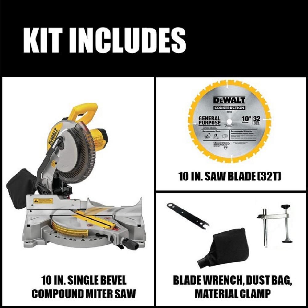 Dewalt 15 Amp Corded 10 In Compound Single Bevel Miter Saw Dws713 The Home Depot