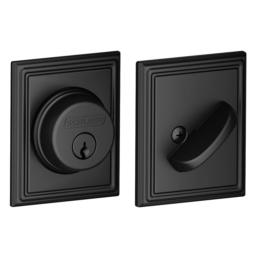 Schlage Addison Matte Black Single Cylinder Deadbolt B60 N Add 622 The Home Depot 1004