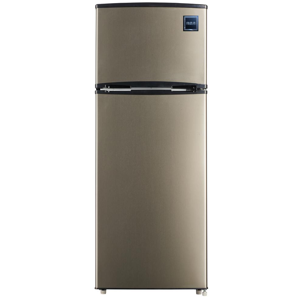 Rca 7 5 Cu Ft Mini Fridge With Stainless Look Rfr725 The Home Depot
