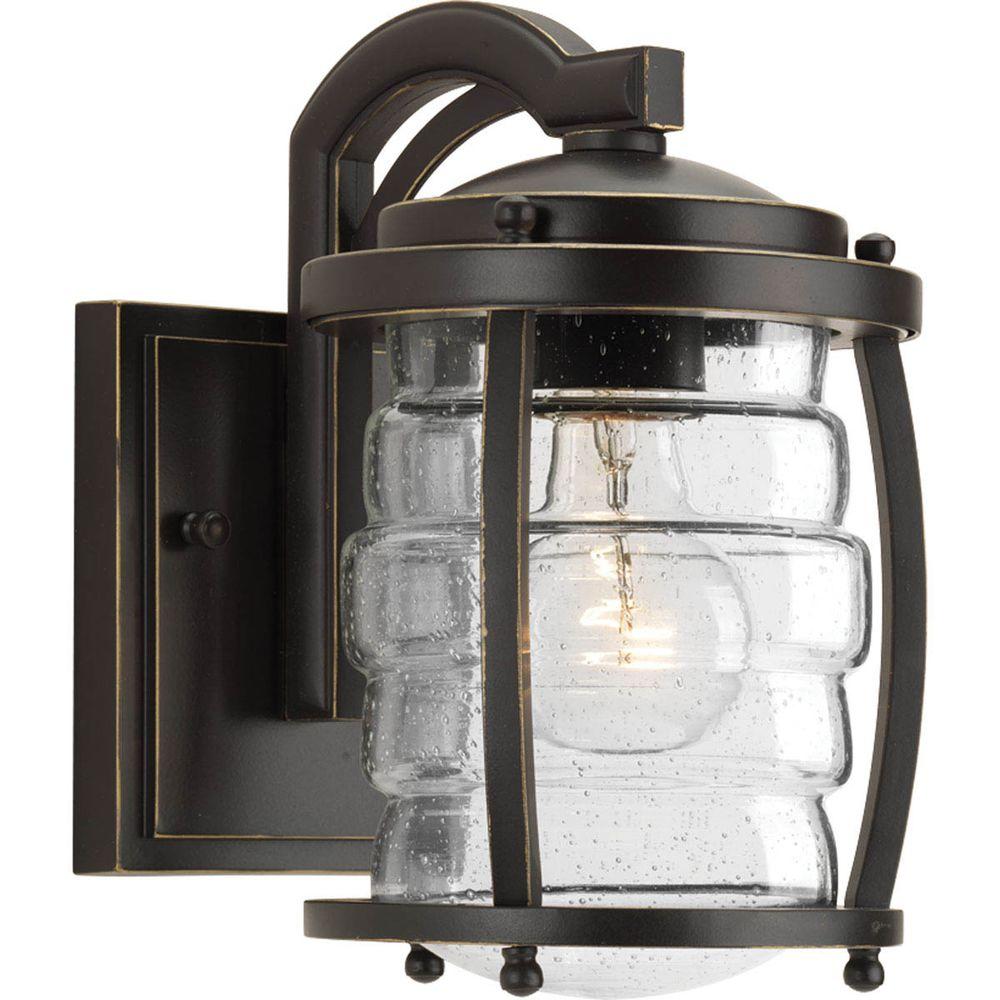 Weather Resistant Coastal Nautical Outdoor Lanterns Signal Bay Collection 1 Light Oil Rubbed Bronze Outdoor Wall Mount Lantern