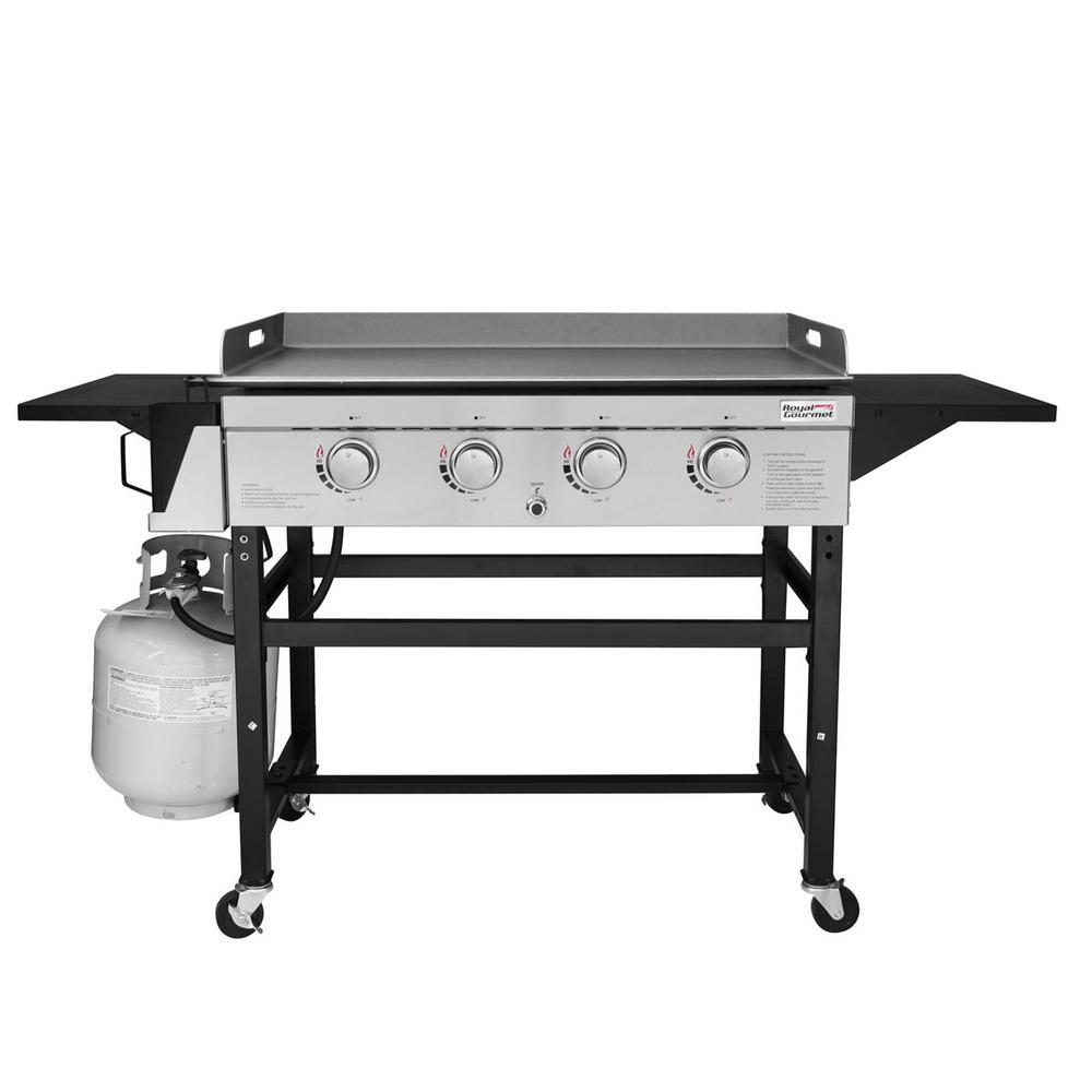 Royal Gourmet 4Burner Propane Gas Grill Griddle in Steel with Fixed