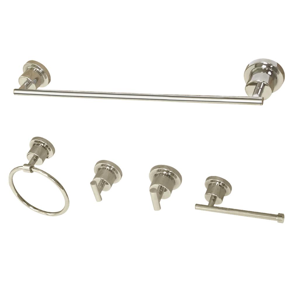 Kingston Brass Modern 5 Piece Bath Hardware Set In Polished Nickel