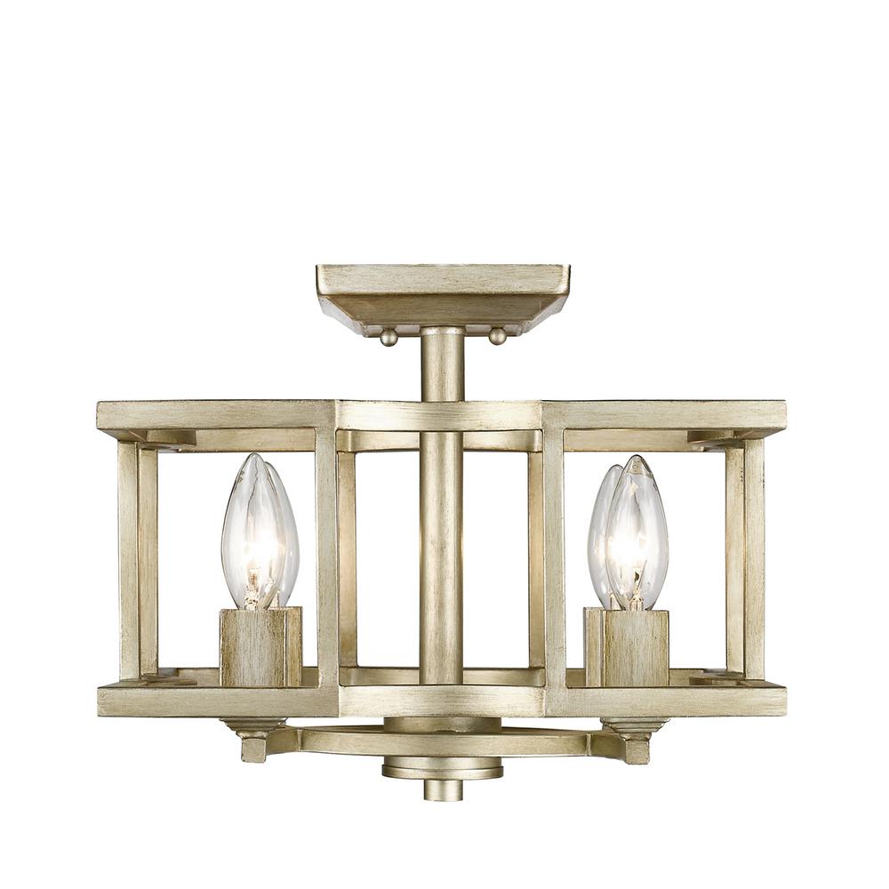 Golden Lighting Bellare 4 Light White Gold Semi Flush Mount Golden Lighting Bellare 4 Light White Gold Semi Flush Mount