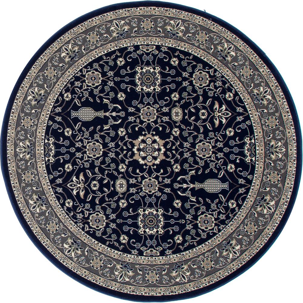 Art Carpet Kensington Serene Border Navy 5 ft x 5 ft Round Area