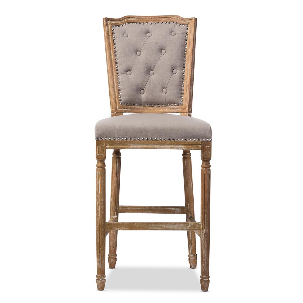 Baxton Studio Estelle Beige Fabric Upholstered Bar Stool 28862 6675 Baxton Studio Estelle Beige Fabric Upholstered Bar Stool