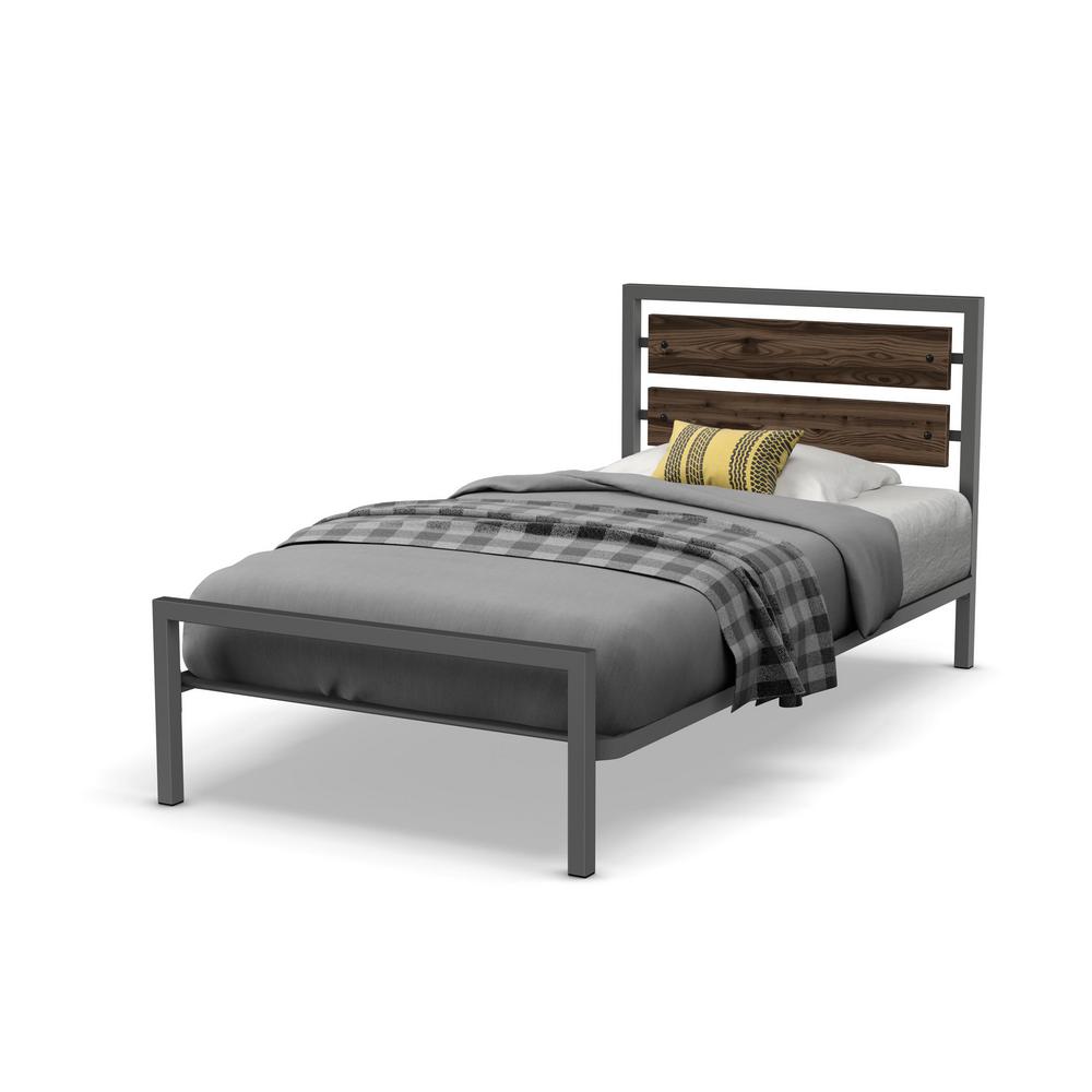 Fargo Dark Grey Metal Wood Twin Size Kids Bed 14393 39 Fargo Dark Grey Metal Wood Twin Size Kids Bed 14393 39 5784 The Home Depot
