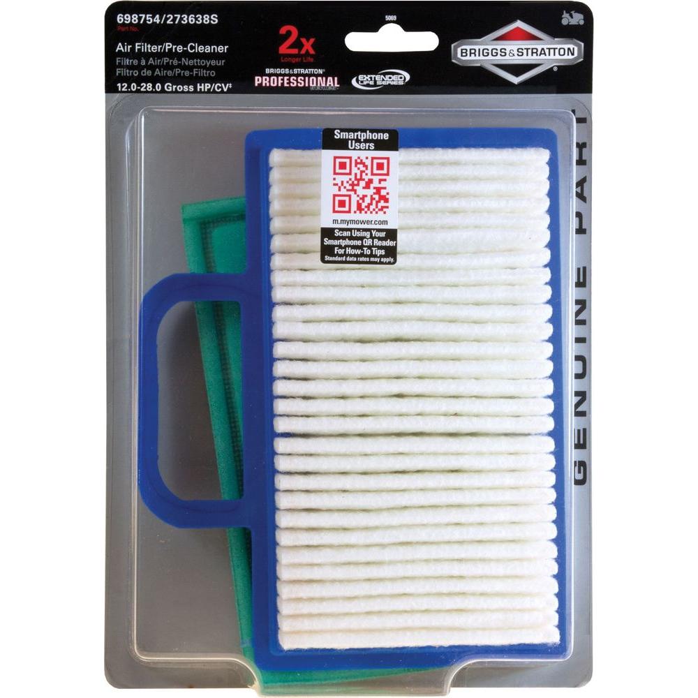 Briggs & Stratton Air Filter (698754) with Precleaner (2763638S) for
