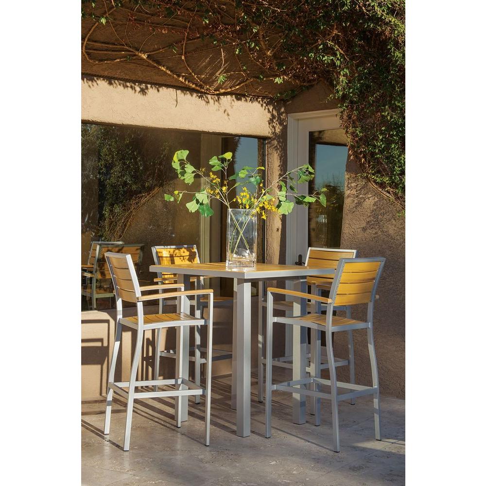 Ivy Terrace Basics Textured Silver AllWeather Aluminum/Plastic Outdoor Bar Set in Plastique