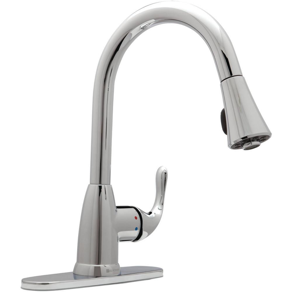 Glacier Bay Market Single Handle Pull Down Kitchen Faucet With Turbospray And Fastmount In Polished Chrome