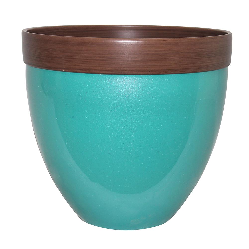 Southern Patio Devyn 14.5 in. Dia Baltic Aqua Resin 