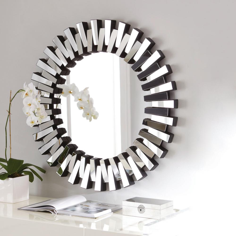 Afina Modern Luxe 36 In X 36 In Framed Round Contemporary Openwork Decorative Wall Mirror In
