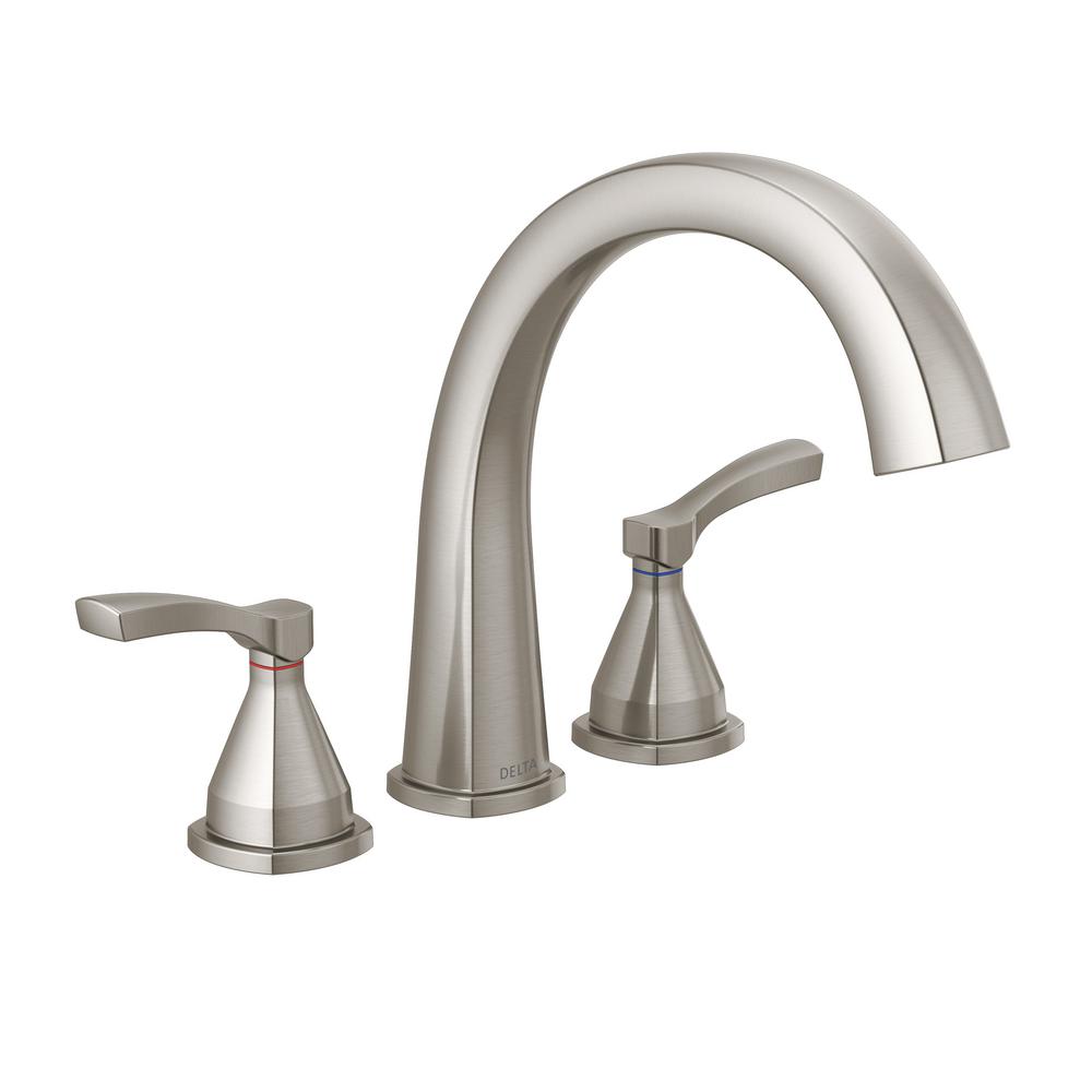 Delta Stryke 2-Handle Wall Mount Roman Tub Faucet Trim Kit in Stainless ...