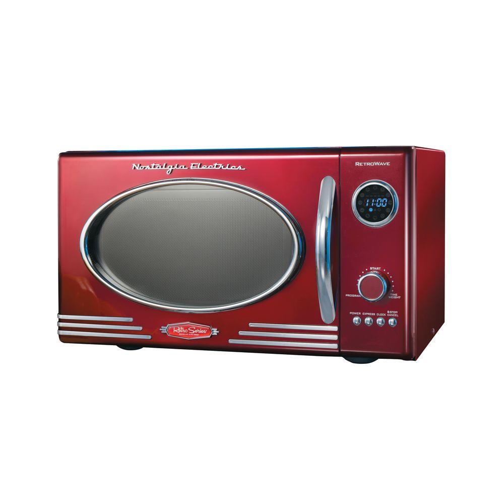 Nostalgia Electrics Retro Series 0 9 Cu Ft Countertop Microwave In Nostalgia Electrics Retro Series 0 9 Cu Ft Countertop Microwave In Red
