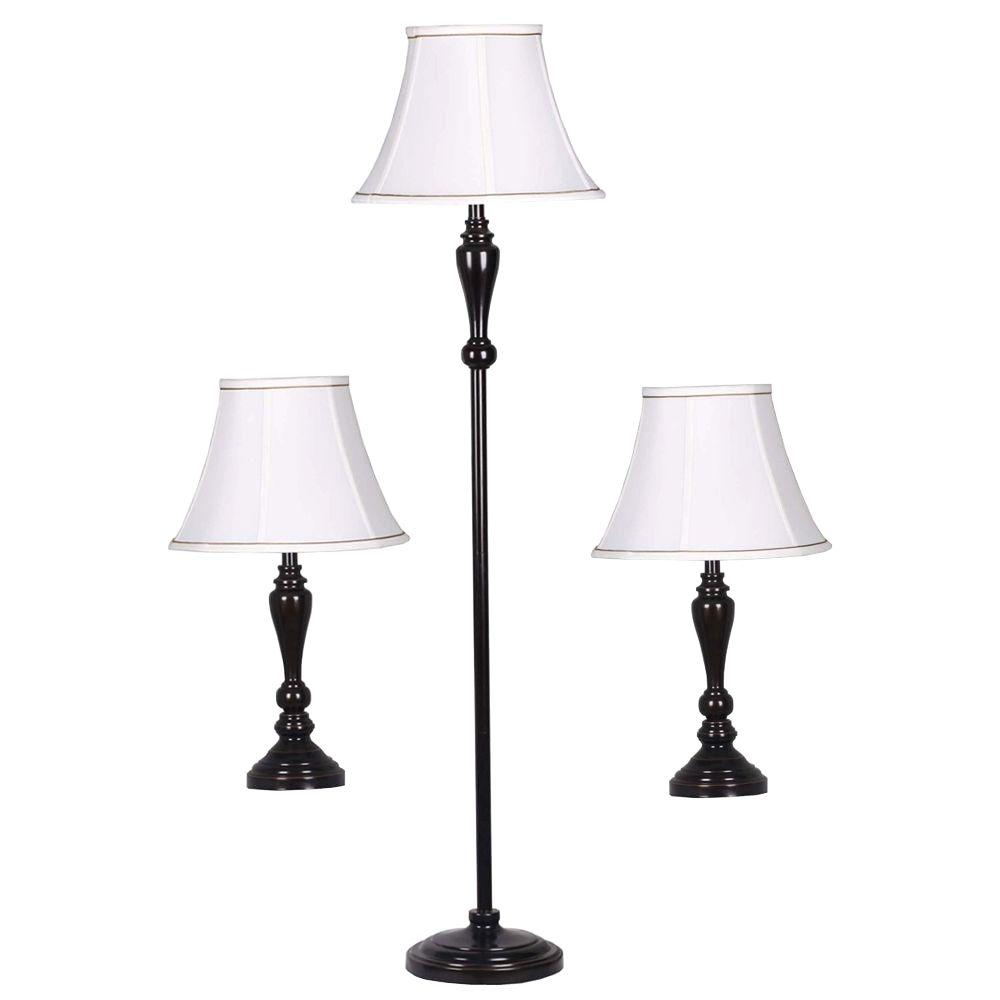 Adesso 3Piece Dark Bronze Floor and Table Lamp Set155801 The Home
