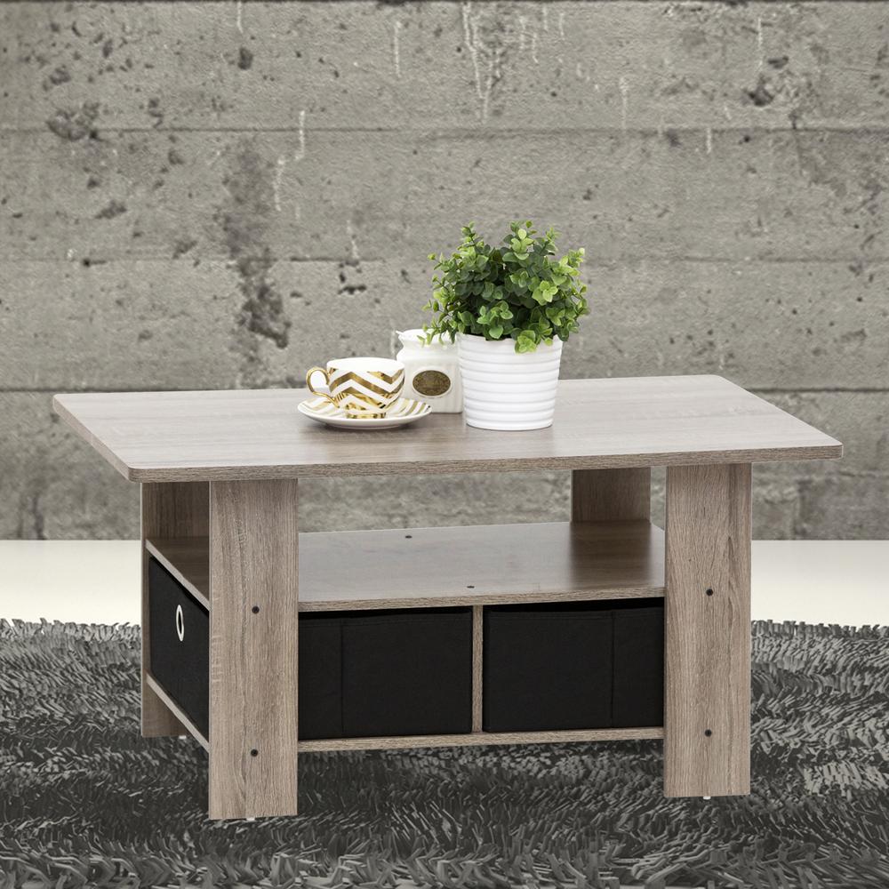 Furinno Home Living French Oak Grey And Black Built In Storage Furinno Home Living French Oak Grey And Black Built In Storage Coffee Table