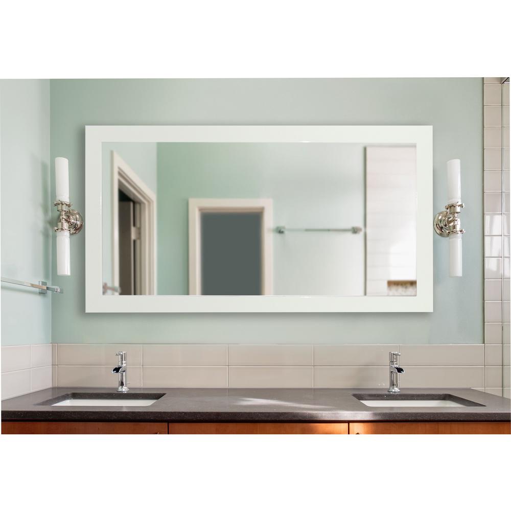 Unbranded 34 In W X 73 In H Framed Rectangular Bathroom Vanity Mirror In White Dv087xl The Home Depot