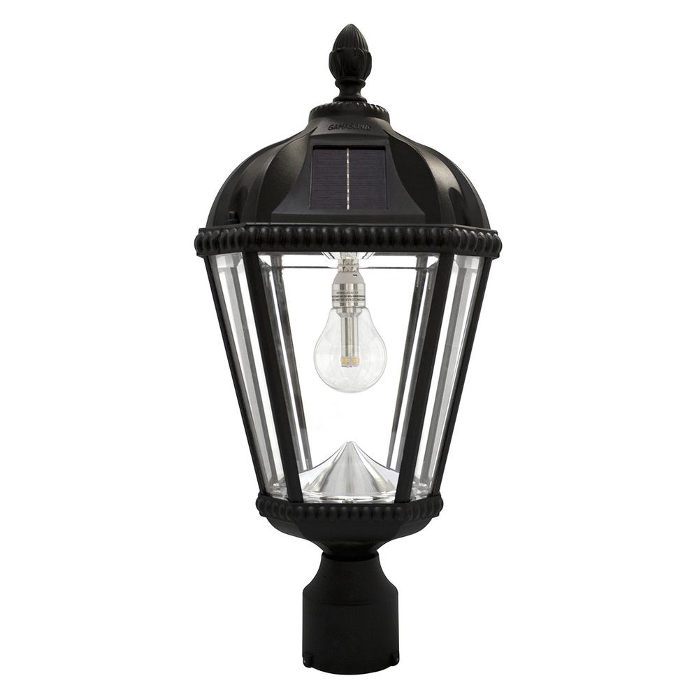 Solar Post Lighting Outdoor The Home Depot Royal Bulb Series Single Black Integrated Led Solar Post Light
