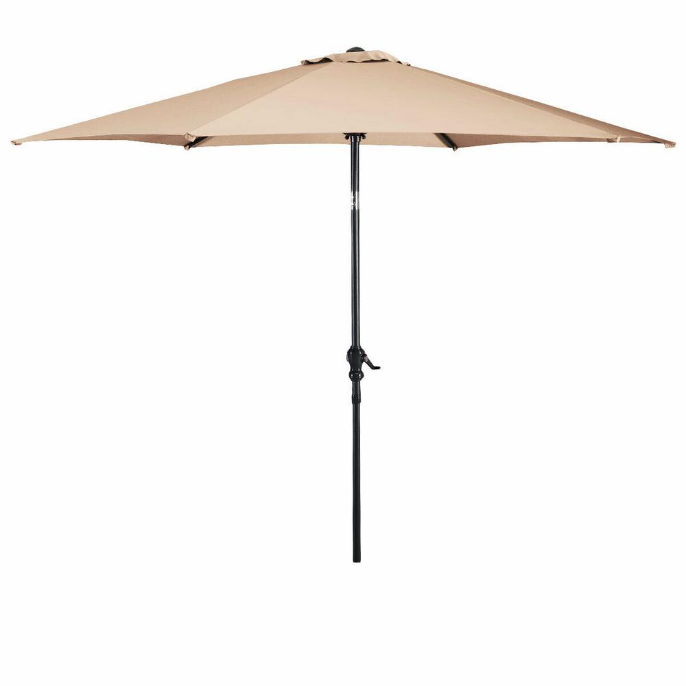 Costway 15 Ft Steel Frame Market Solar Led Patio Umbrella Powered 36 Lights In Beige Op70084be The Home Depot