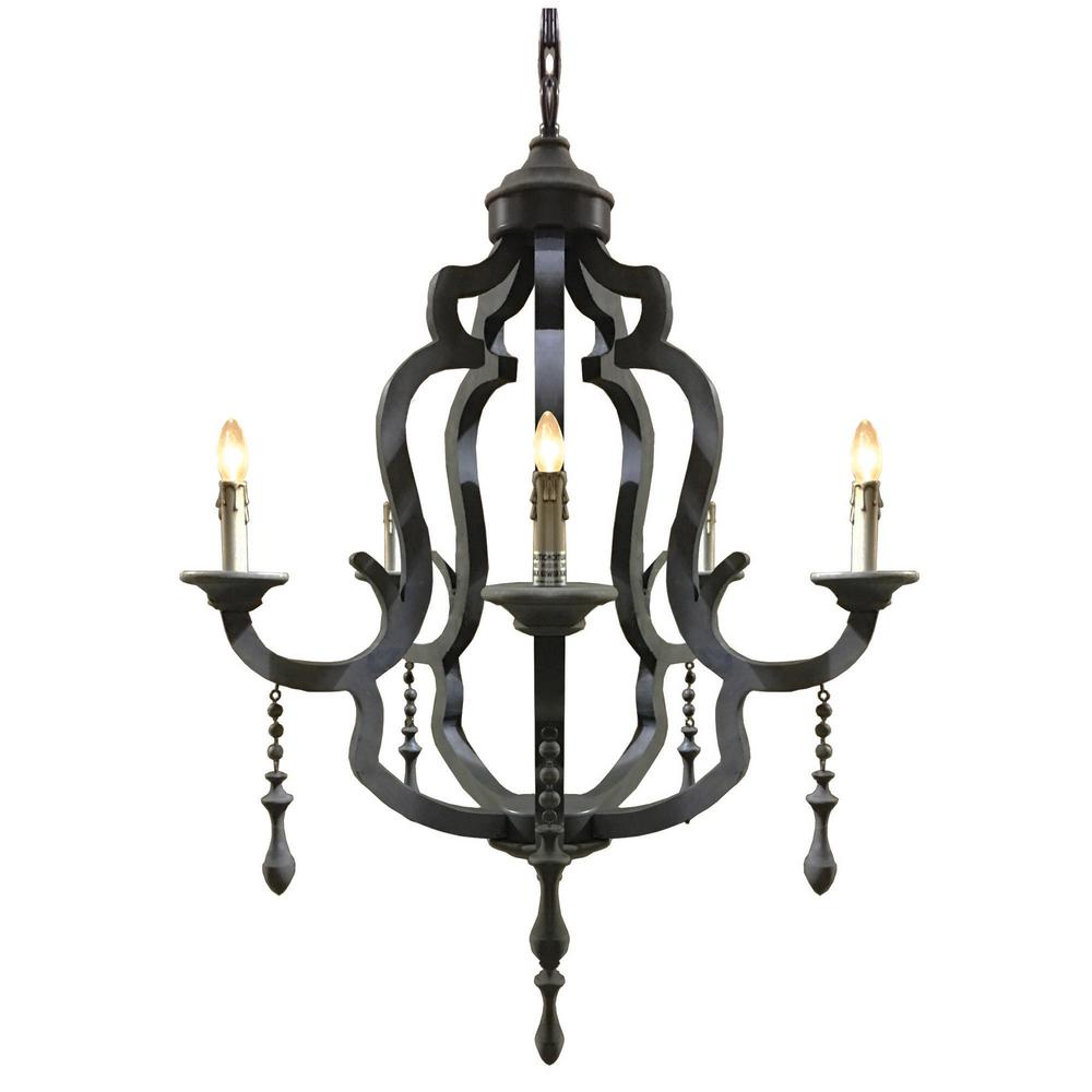 Y Decor 5 Light Black Chandelier Lz3319 The Home Depot Y Decor 5 Light Black Chandelier