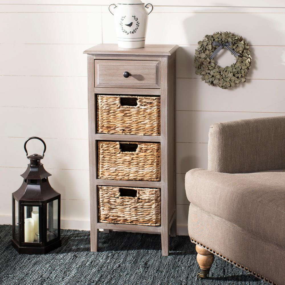 Safavieh Michaela Vintage White Storage Side Table Amh5744e