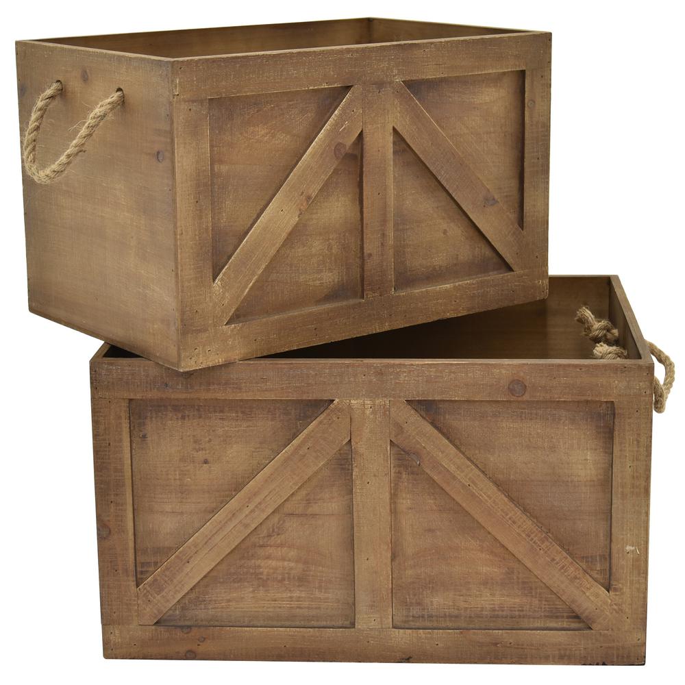 Wood Bins Baskets Cube Storage Accessories The Home Depot Wood Storage Basket Set Of 2