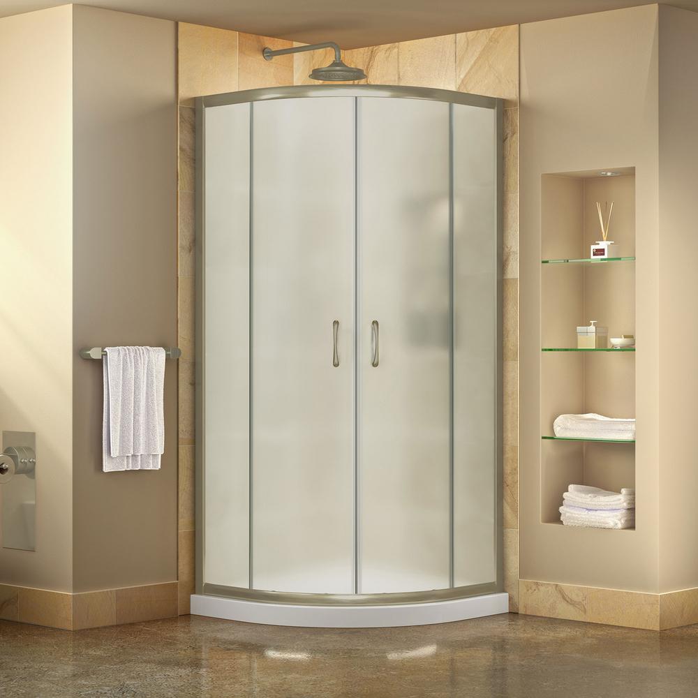 Dreamline Prime 33 In X 74 3 4 In Semi Frameless Corner Sliding