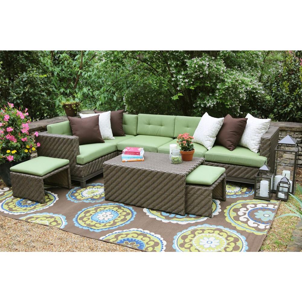 Ae Outdoor Hampton 8 Piece All Weather Wicker Patio Sectional With