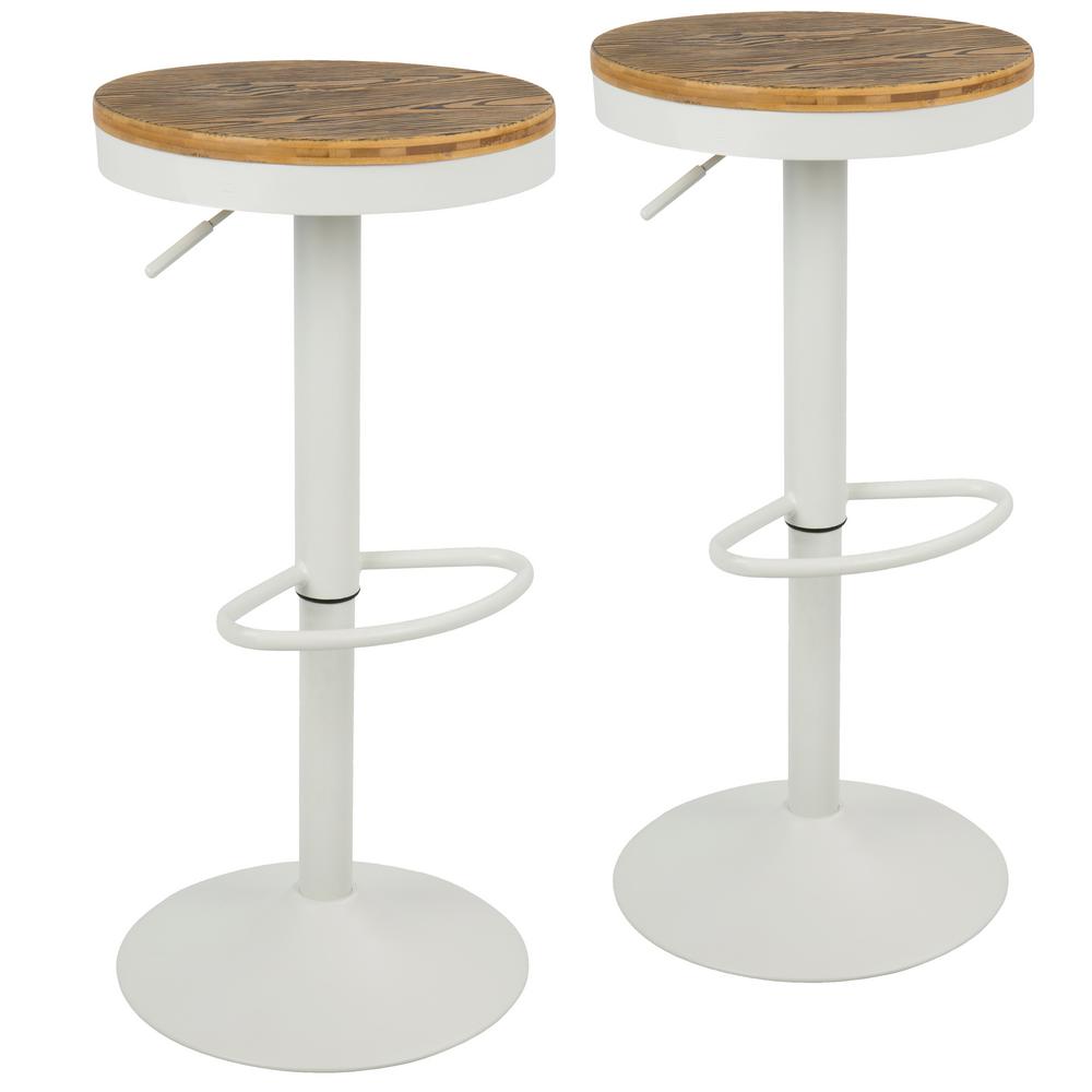 Pedestal Wood White Bar Stools Kitchen Dining Room Dakota Adjule Height White Bar Stool With Swivel Set Of 2