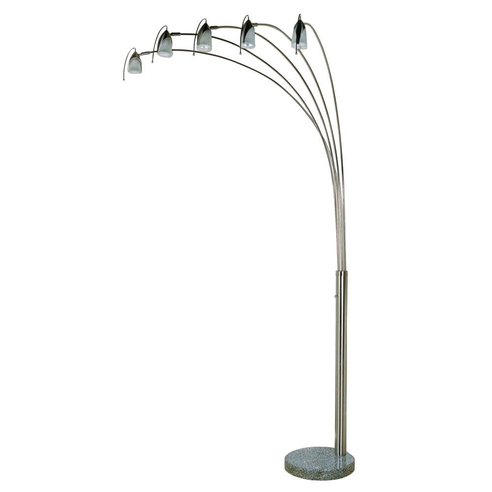 ORE International 84 in. 5 Adjustable Arms Arch Nickel Floor Lamp with