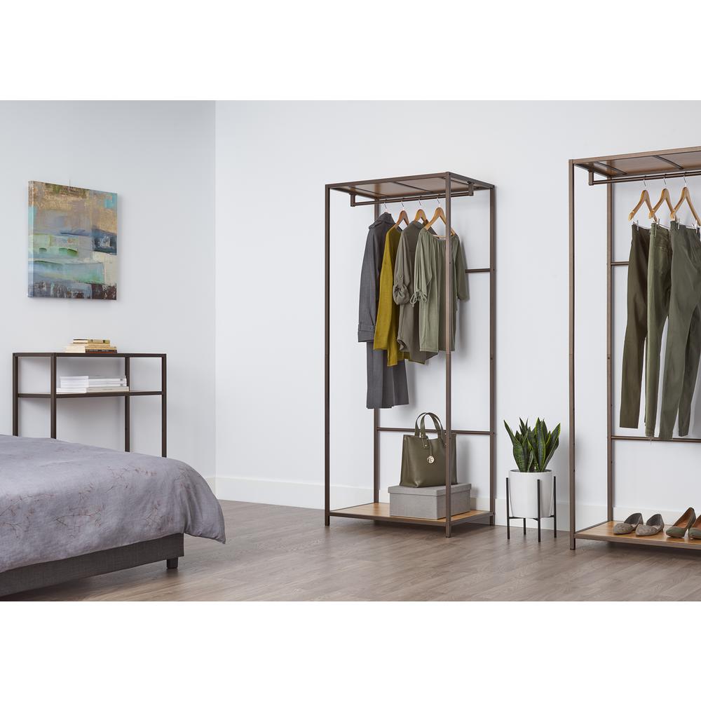 Iris Black And Dark Brown Metal Garment Rack With Wood