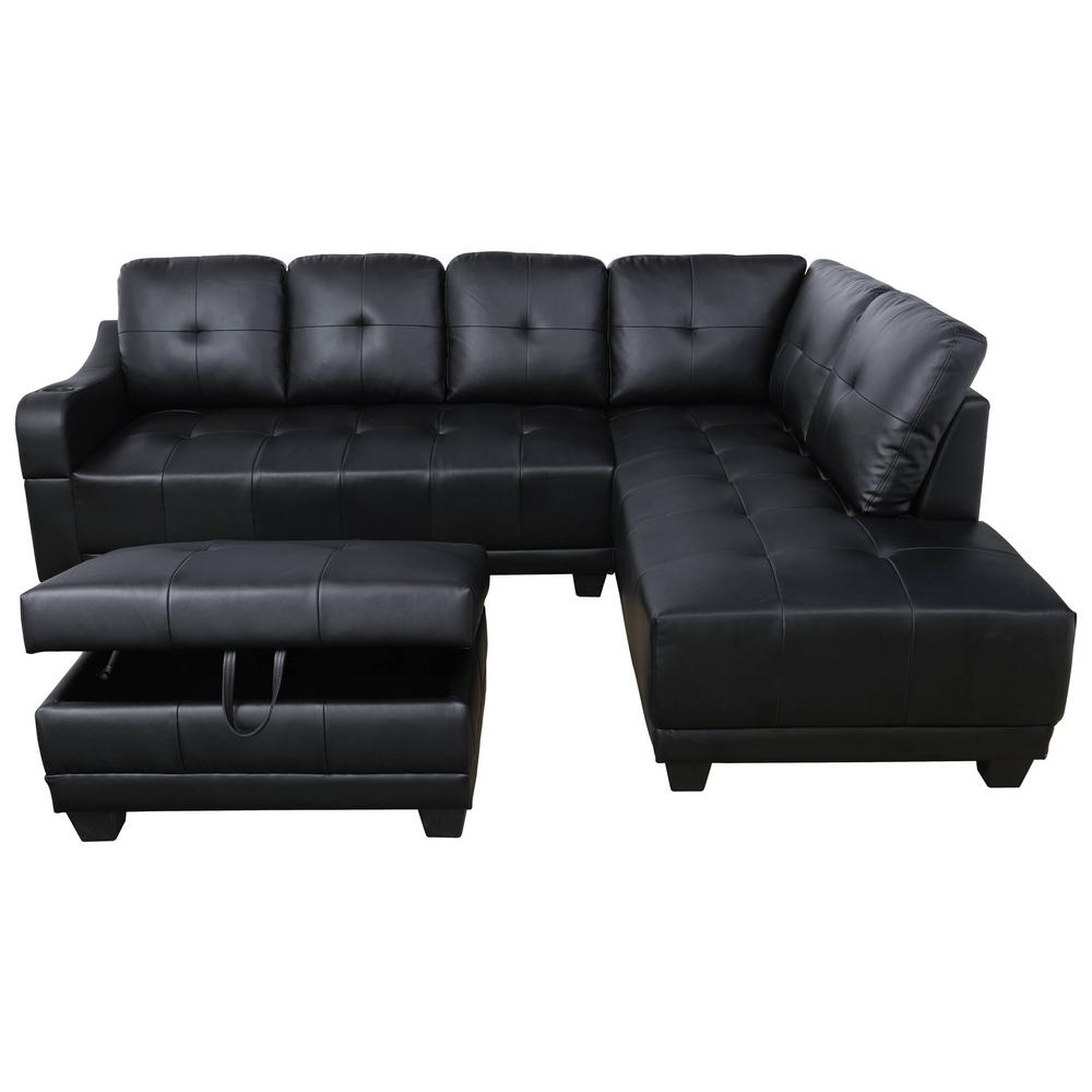 Star Home Living Mike Black Right Facing Sectional Sofa With