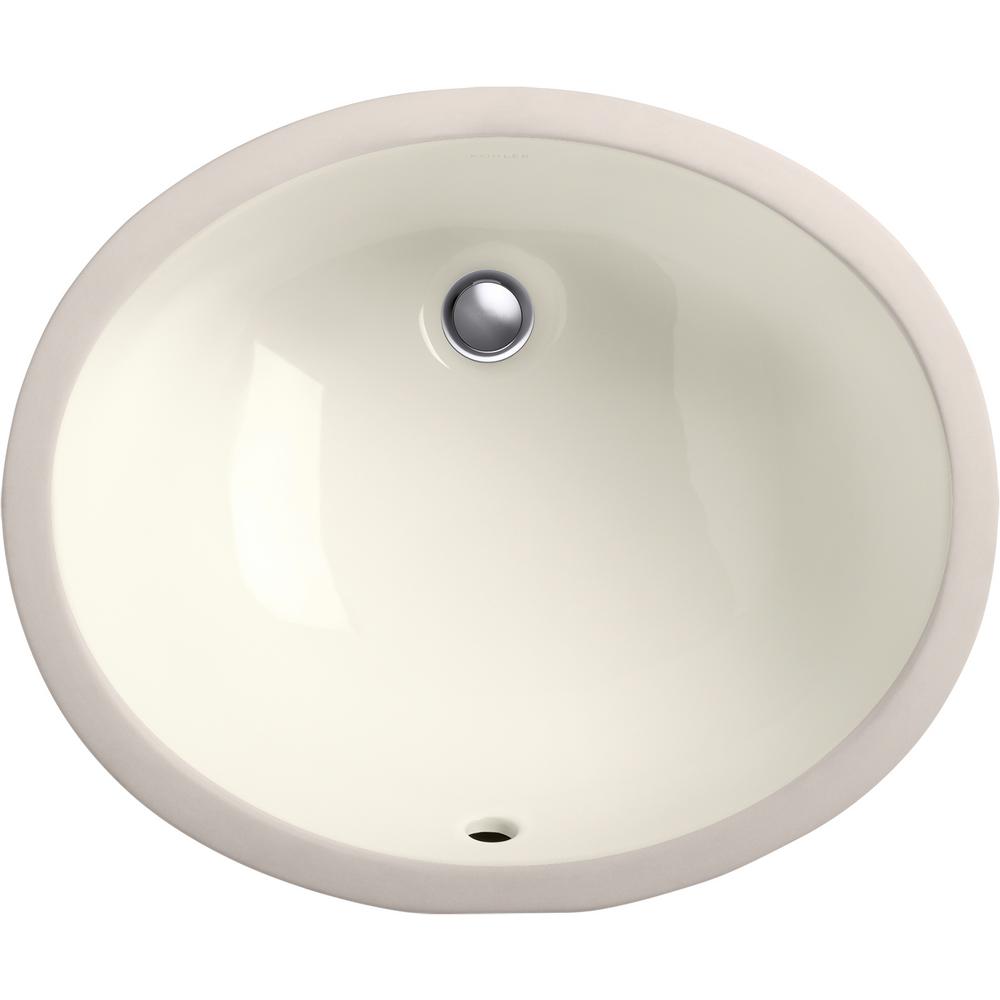 KOHLER Caxton Vitreous China Undermount Bathroom Sink in Biscuit with