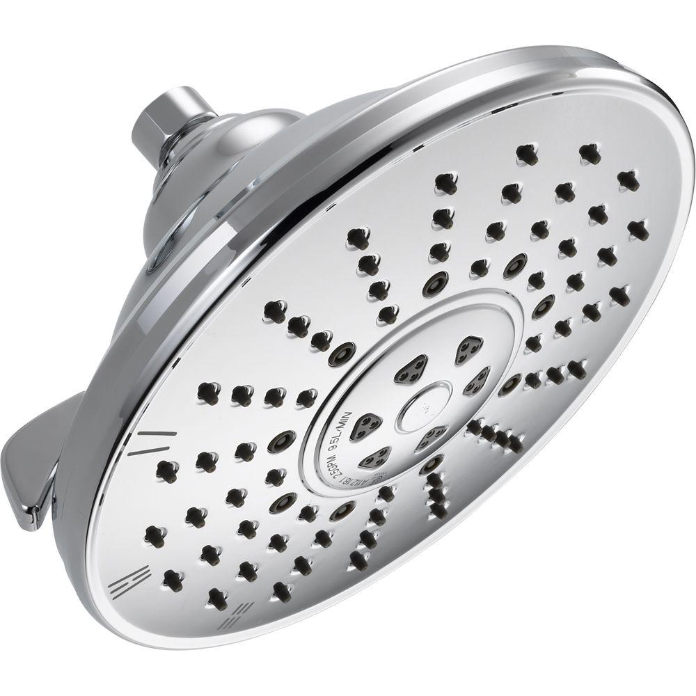 Delta 3 Spray 8 16 In Fixed Showerhead Chrome 52680 The Home Depot Fixed Showerhead In Chrome