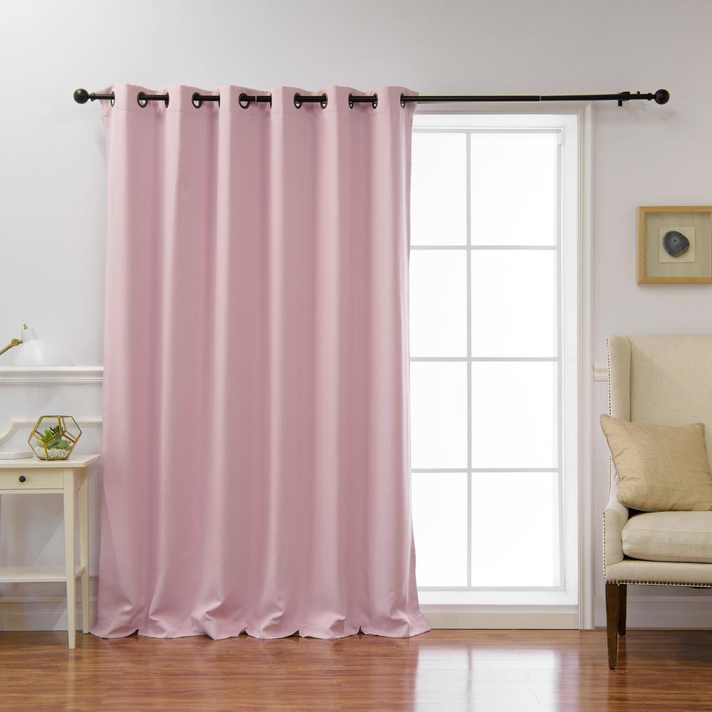 light pink curtains with pom poms