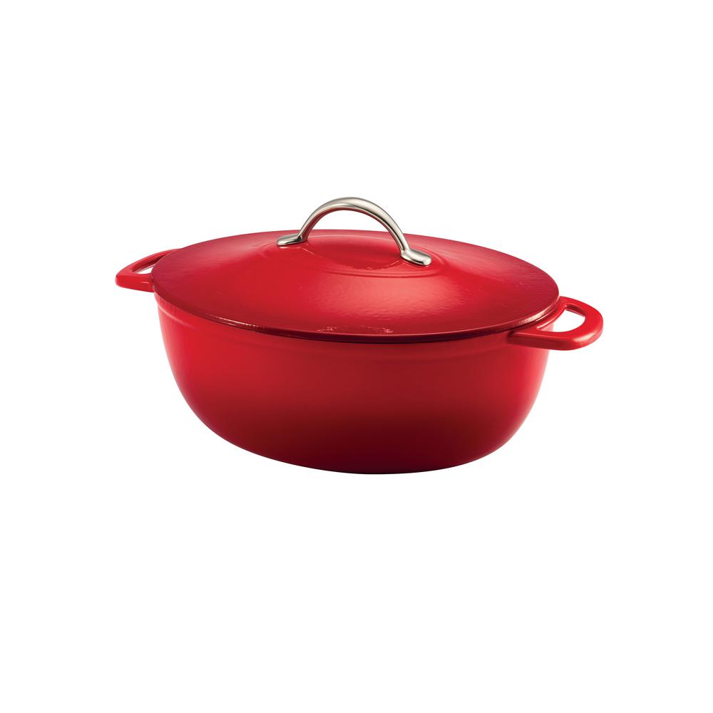 Tramontina Gourmet Enameled 6 5 Qt Round Cast Iron Dutch Oven In Gradated Red With Lid 80131