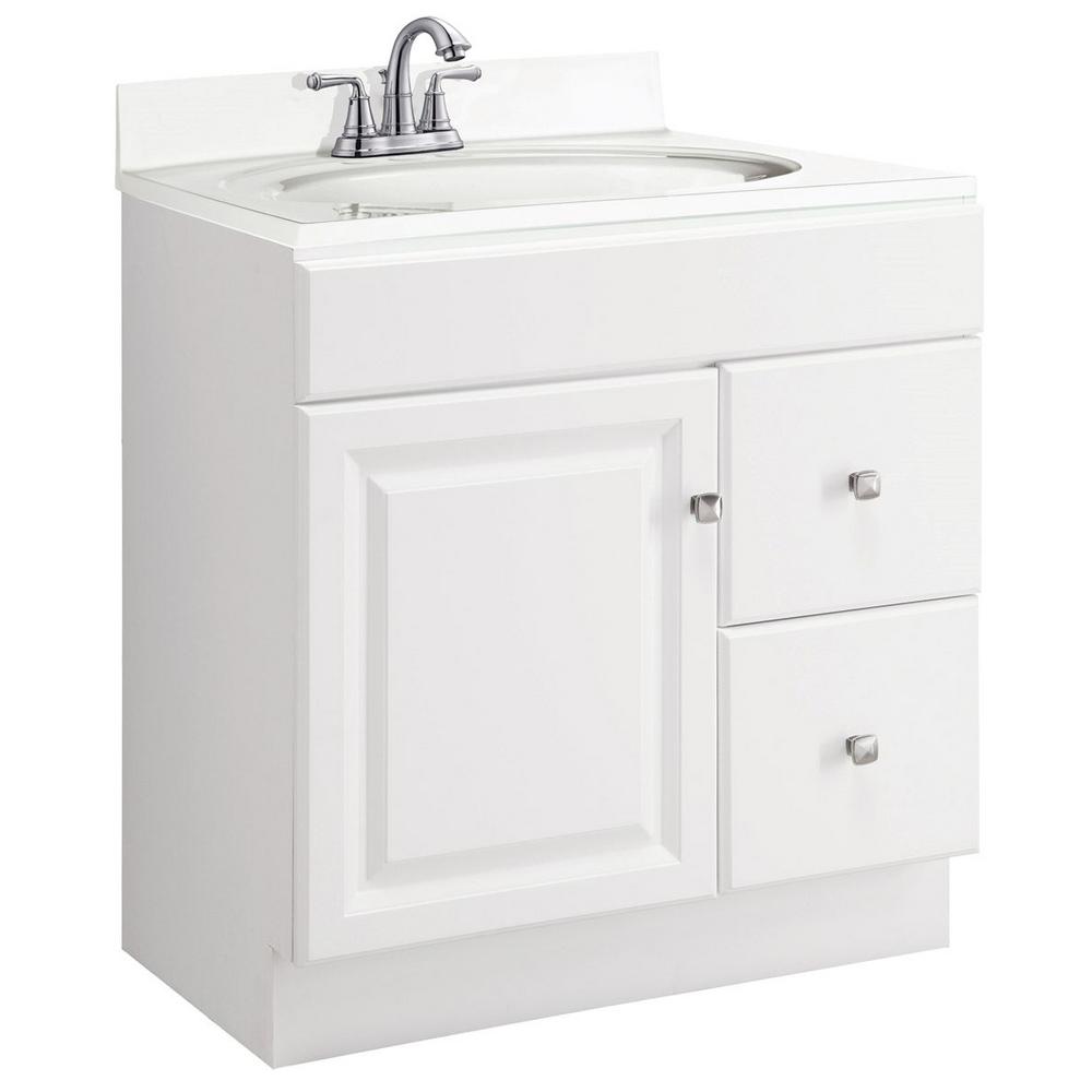 Design House Wyndham 30 In W X 18 In D Unassembled Bath Vanity Cabinet Only In White Semi Gloss 597203 The Home Depot