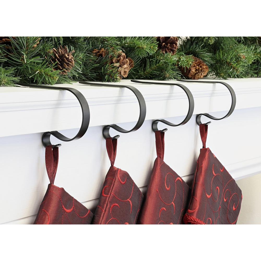 Original Mantleclip 2 5 In Steel Matte Black Mantleclip Stocking Holder 4 Pack Mc0480 The Home Depot