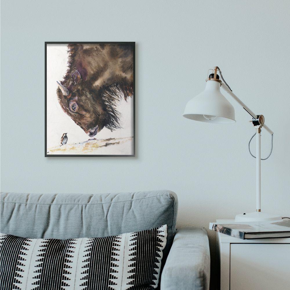 Stupell Industries 24 In X 30 In Bird And Large Buffalo By