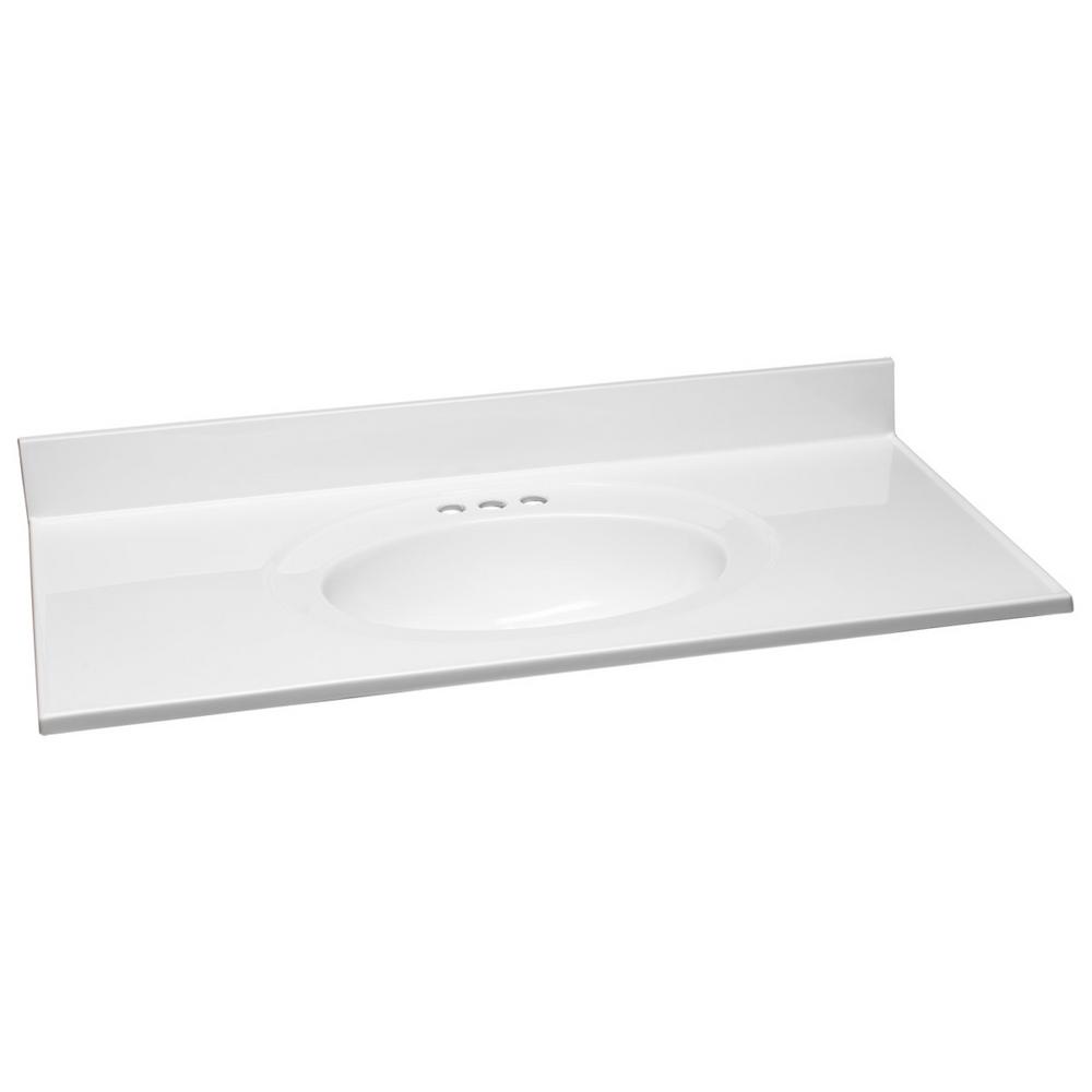 Design House 43 in. W x 22 in. D Cultured Marble Vanity Top in Solid White with Solid White