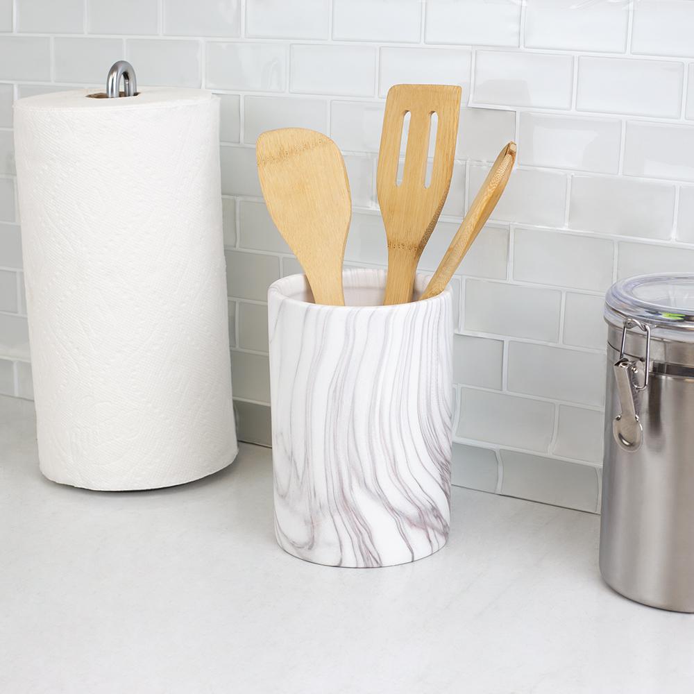 Marble Ceramic Utensil Crock Hdc51478 The Home Depot Marble Ceramic Utensil Crock
