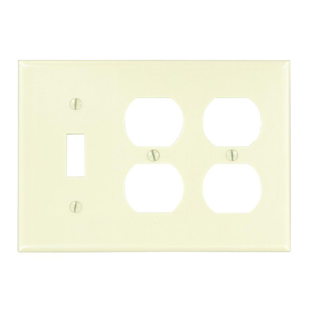 1 Toggle 2 Duplex Combination Wall Plates The 3 Gang 1 Toggles 2 Duplex Receptacles Standard Size Plastic Combination Wall Plate