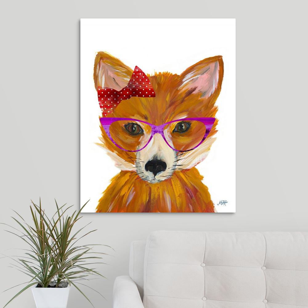 Greatbigcanvas Nerdy Fox By Julie Derice Canvas Wall Art 2496979 24 24x30 The Home Depot